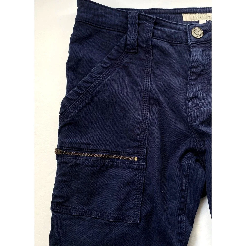 Joie Womens Park Skinny Pants 29 Navy Blue Utility Cargo Lyocell Blend Calf Zips - Picture 10 of 16